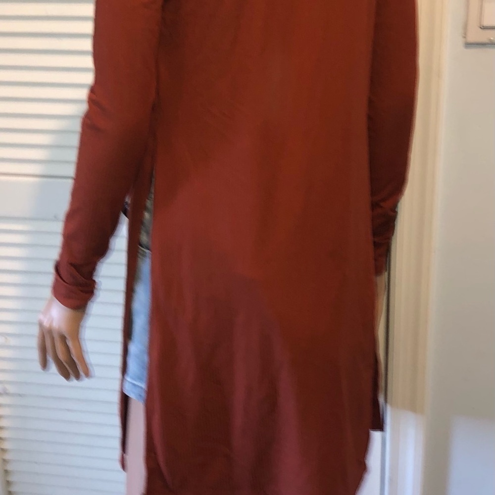 Splash Ribbed Long Duster rusty brown color Small - Picture 8 of 9